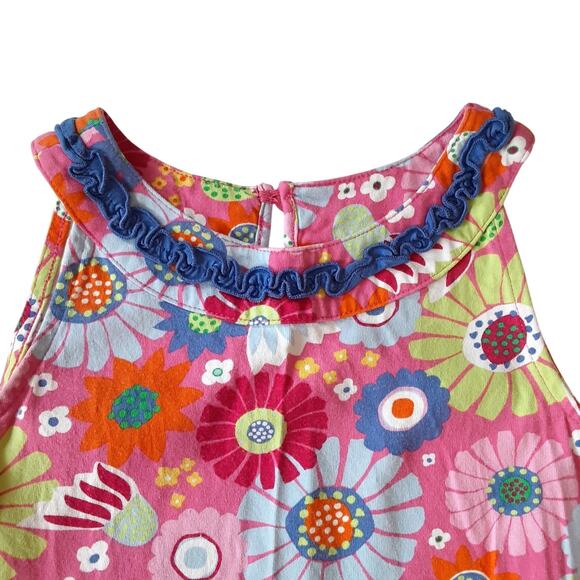 Hanna Andersson Shift Dress Girls 5/6 Retro Mod Floral Multicolor Y2K Summer - Picture 3 of 8